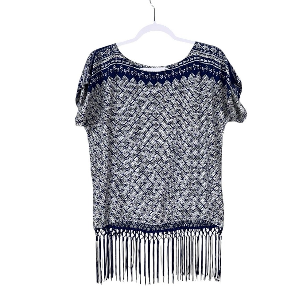 Artisan NY Womens Bohemian Fringe Blouse Medium Festival Coachella Indie Western - Picture 2 of 7